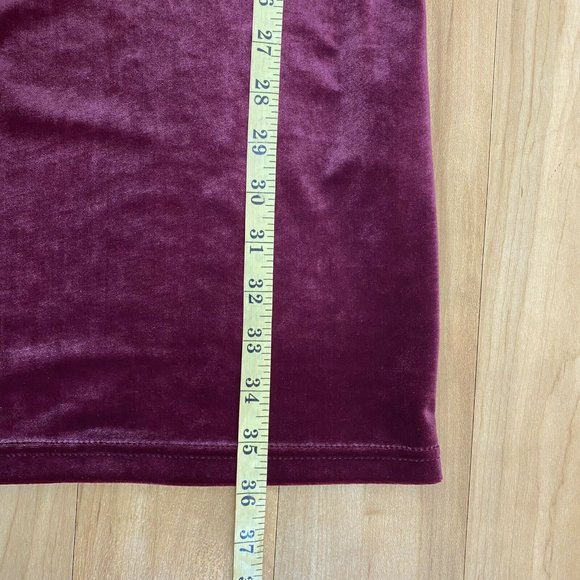Cue womens size 10 burgundy stretch velvet lace dress 3/4 sleeve bodycon - Picture 5 of 11